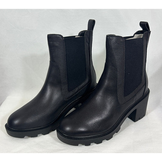 Lisa • Vicky “Bam” Black Leather Platform Ankle Boots 8.5 M Chunky Heel; NIB