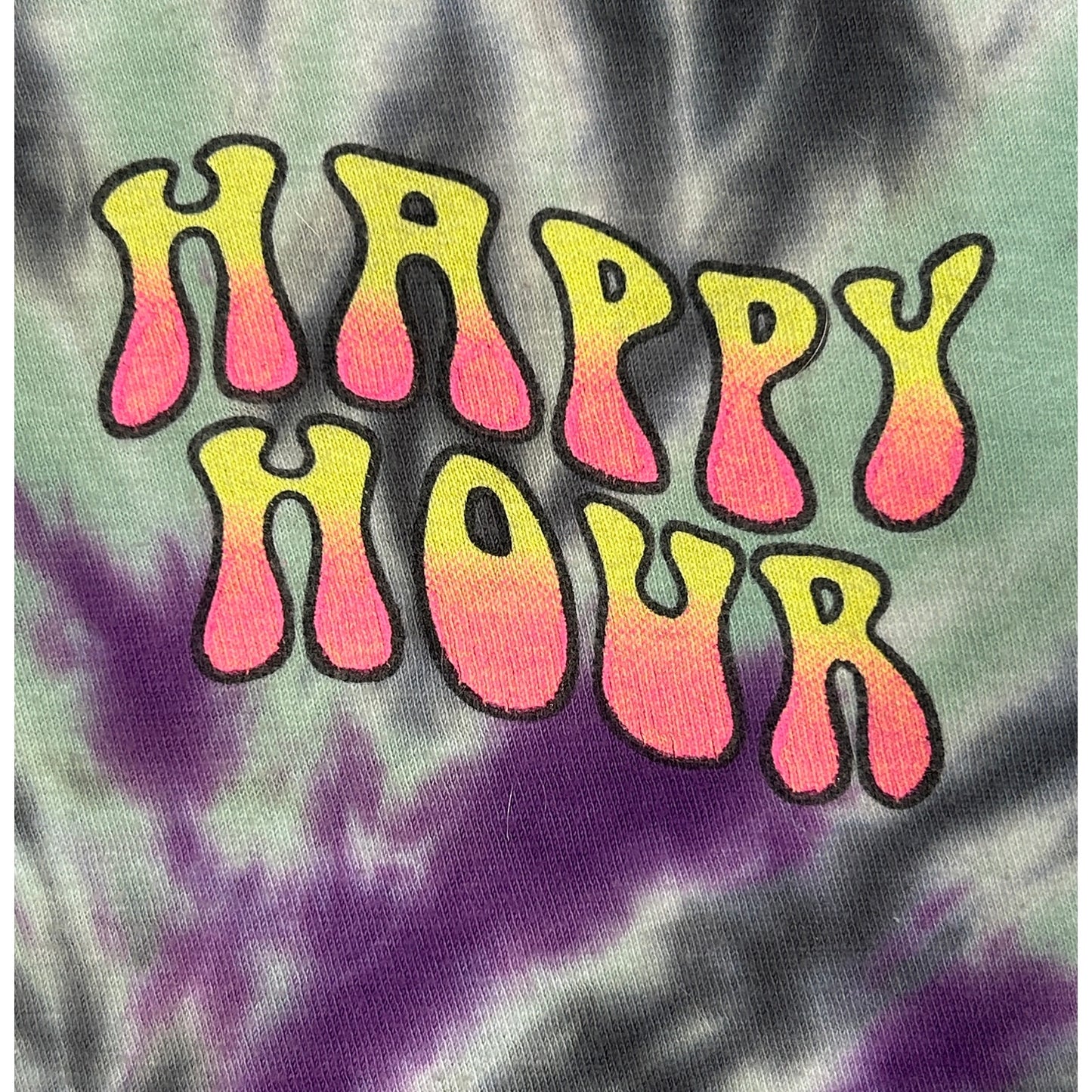 Happy Hour Trip Out Tie Dye T-Shirt Small Psychedelic Mushroom Graphic Tee