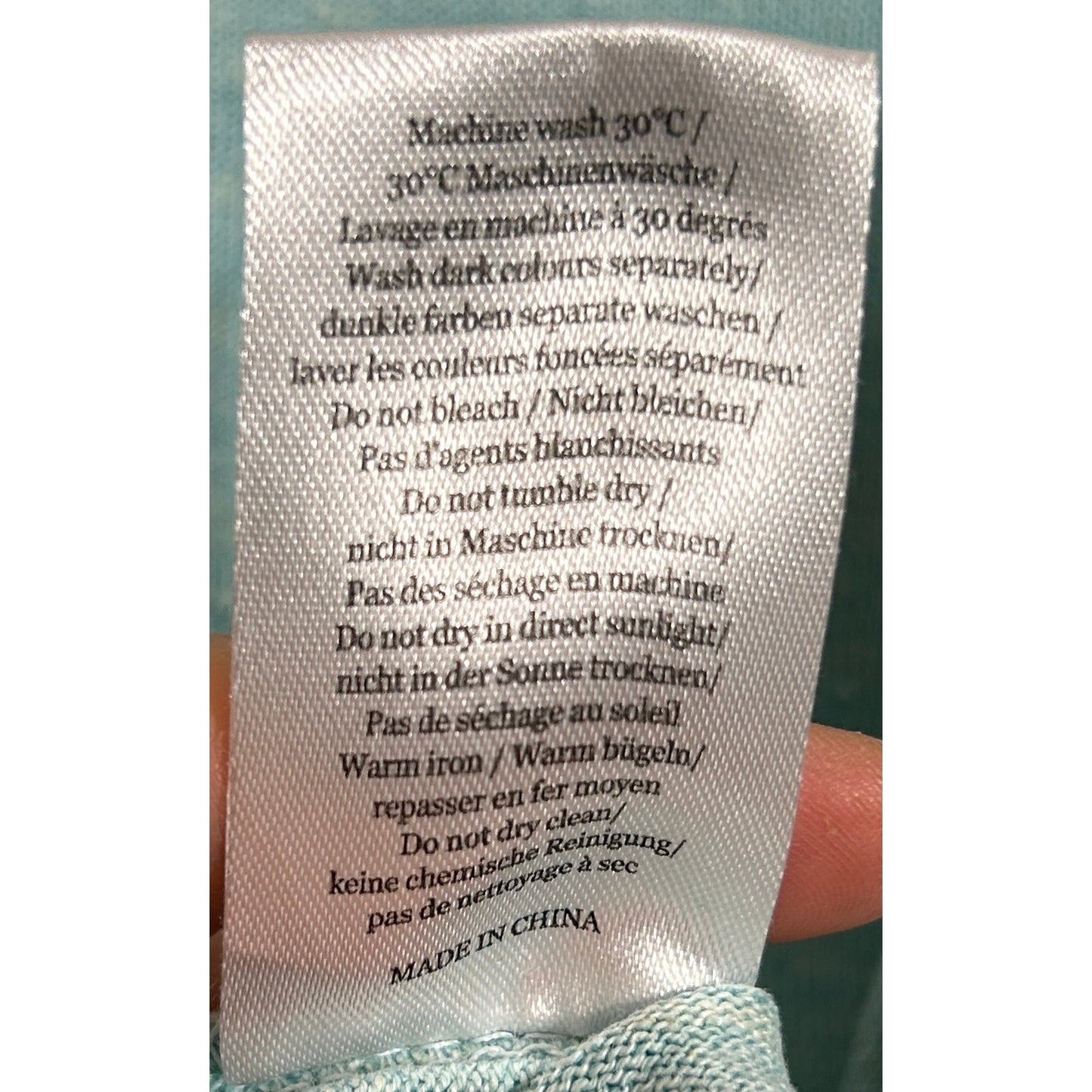 Wrap London Blue Hemp Cotton 3/4 Sleeve Top UK 10 US 6 Casual Pullover