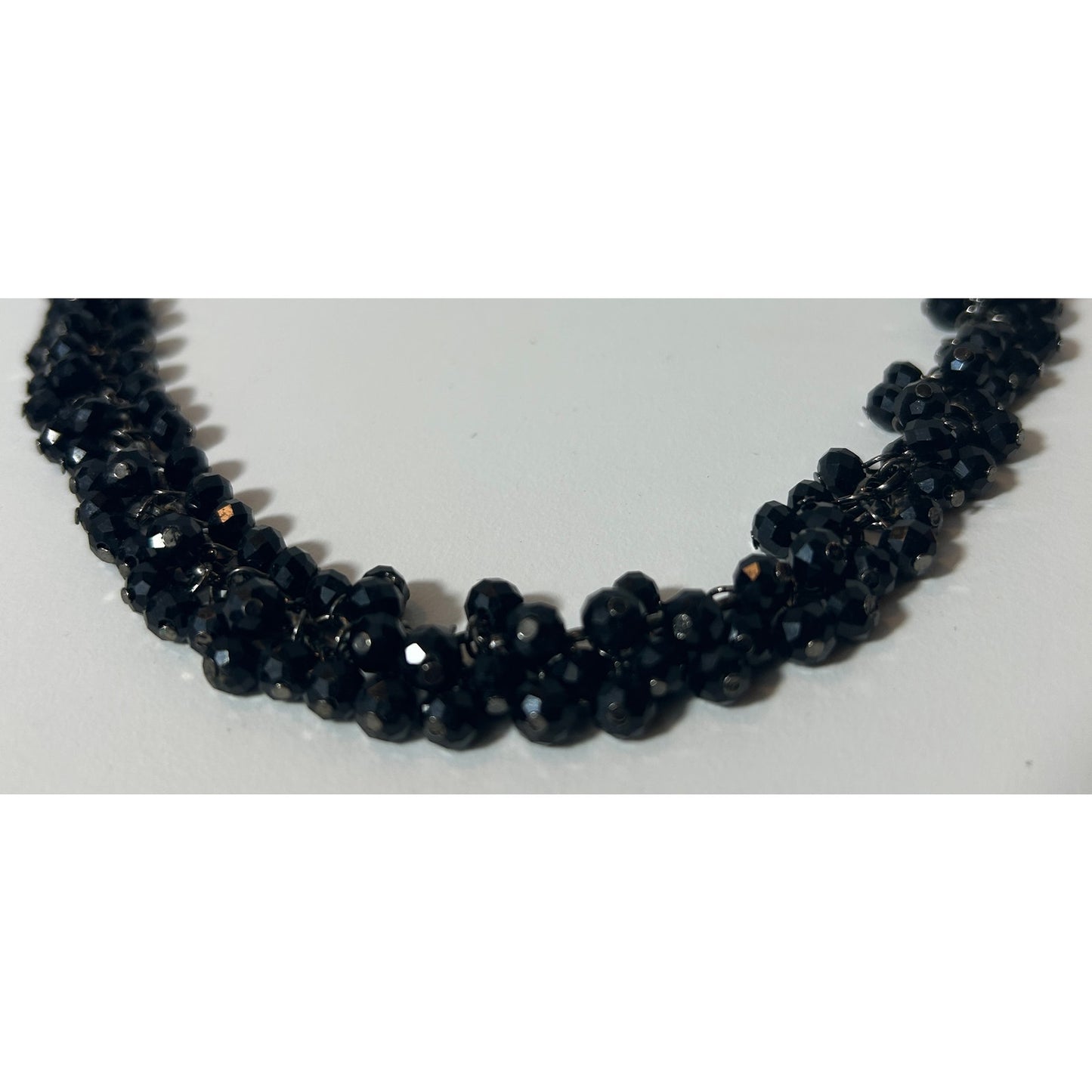Kenneth Cole Black Glass Beaded Necklace 38"