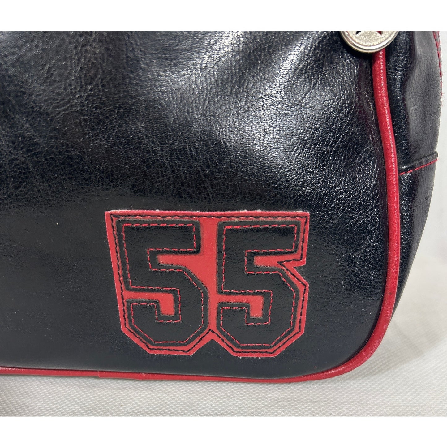 Retro Black & Red PVC Purse with "55" Patch and Star Zipper Charm – 8"x10"