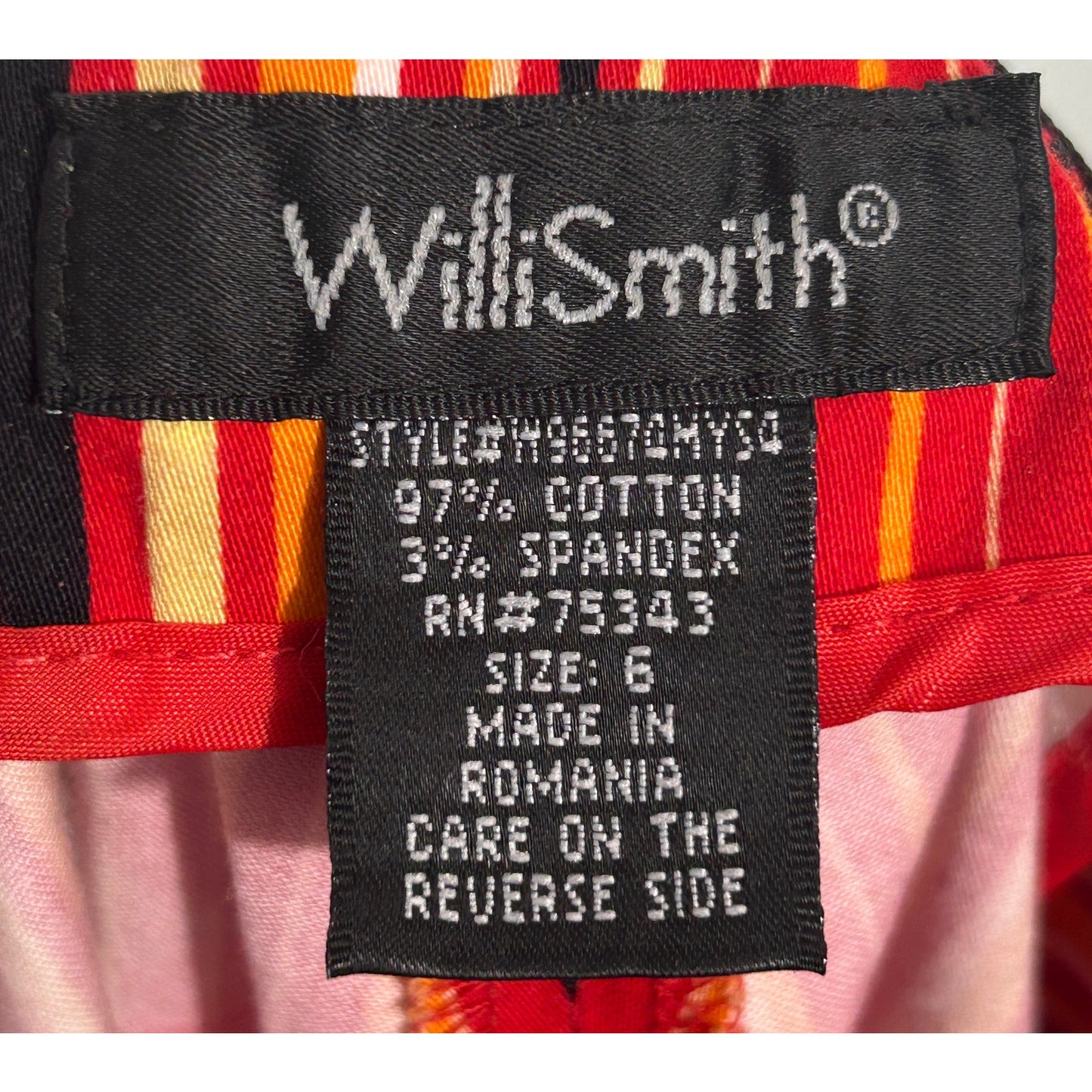 Willi Smith Striped Cotton Blend Bermuda Shorts Size 6 Red Yellow Black