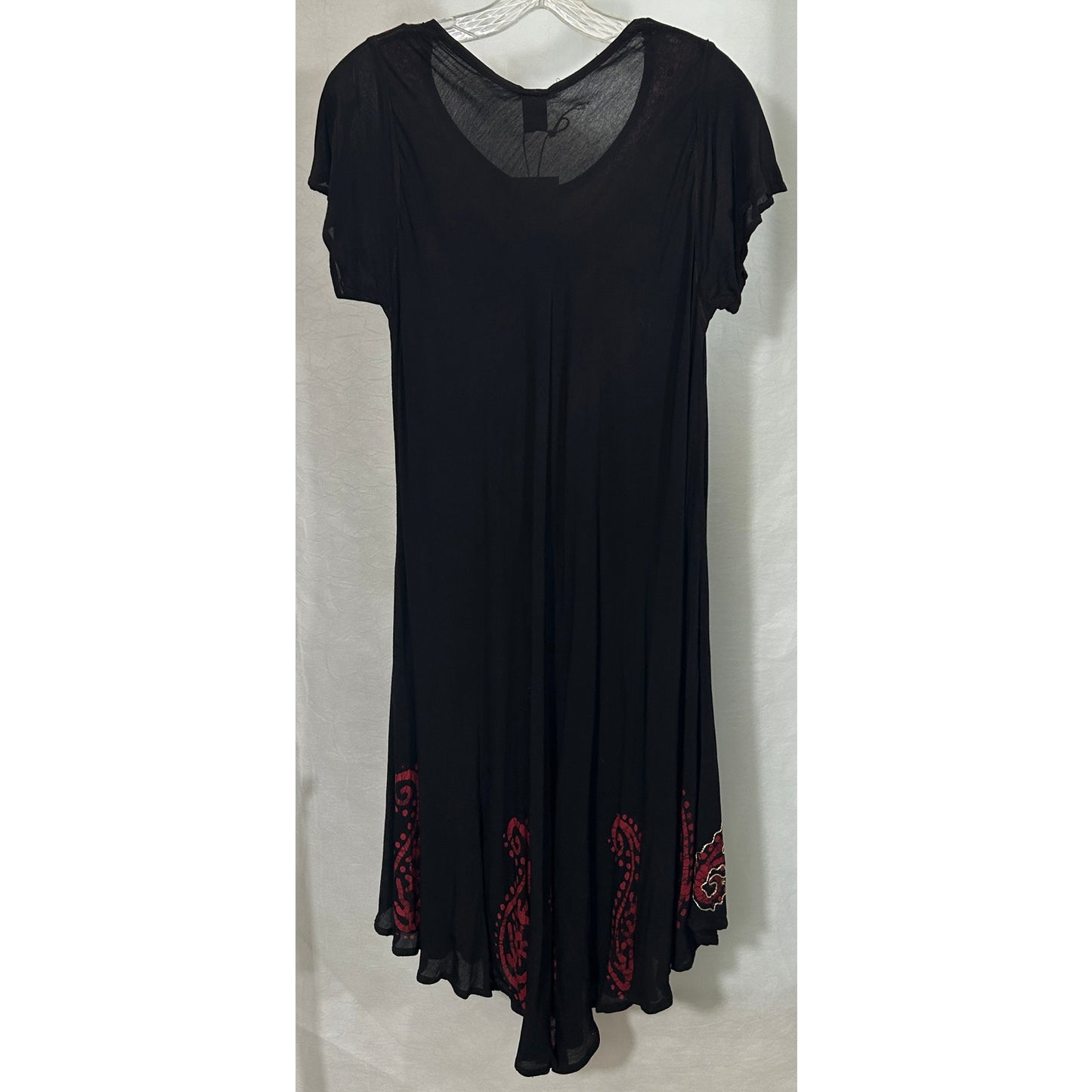 Riviera Sun Black Paisley Embroidered Dress Medium Boho Festival Tunic