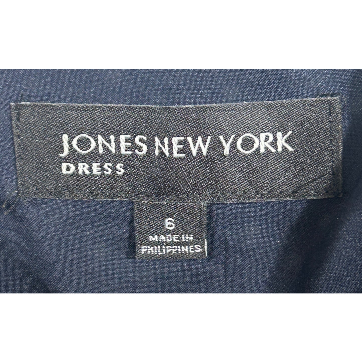 Jones New York Dress Size 6 Navy White Polka Dot Sleeveless Fit & Flare Cotton