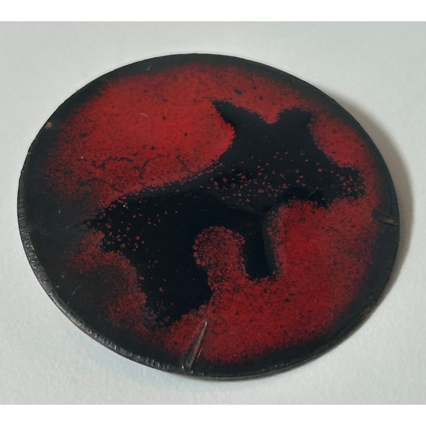 Vintage Mid-Century Modern Enamel Copper Brooch Black Dog Silhouette