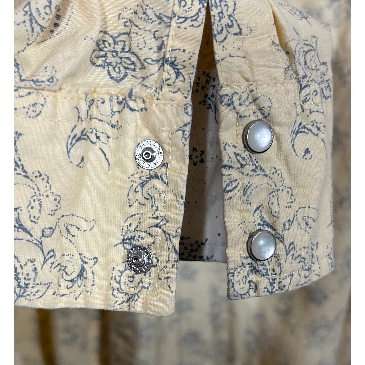 Twenty X Yellow Floral Pearl Snap Western Shirt L Vintage Style Cowboy Shirt