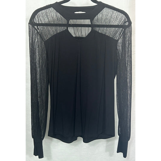 Maurices Black Sheer Mesh Sleeve Blouse Women’s Small Long Sleeve Top