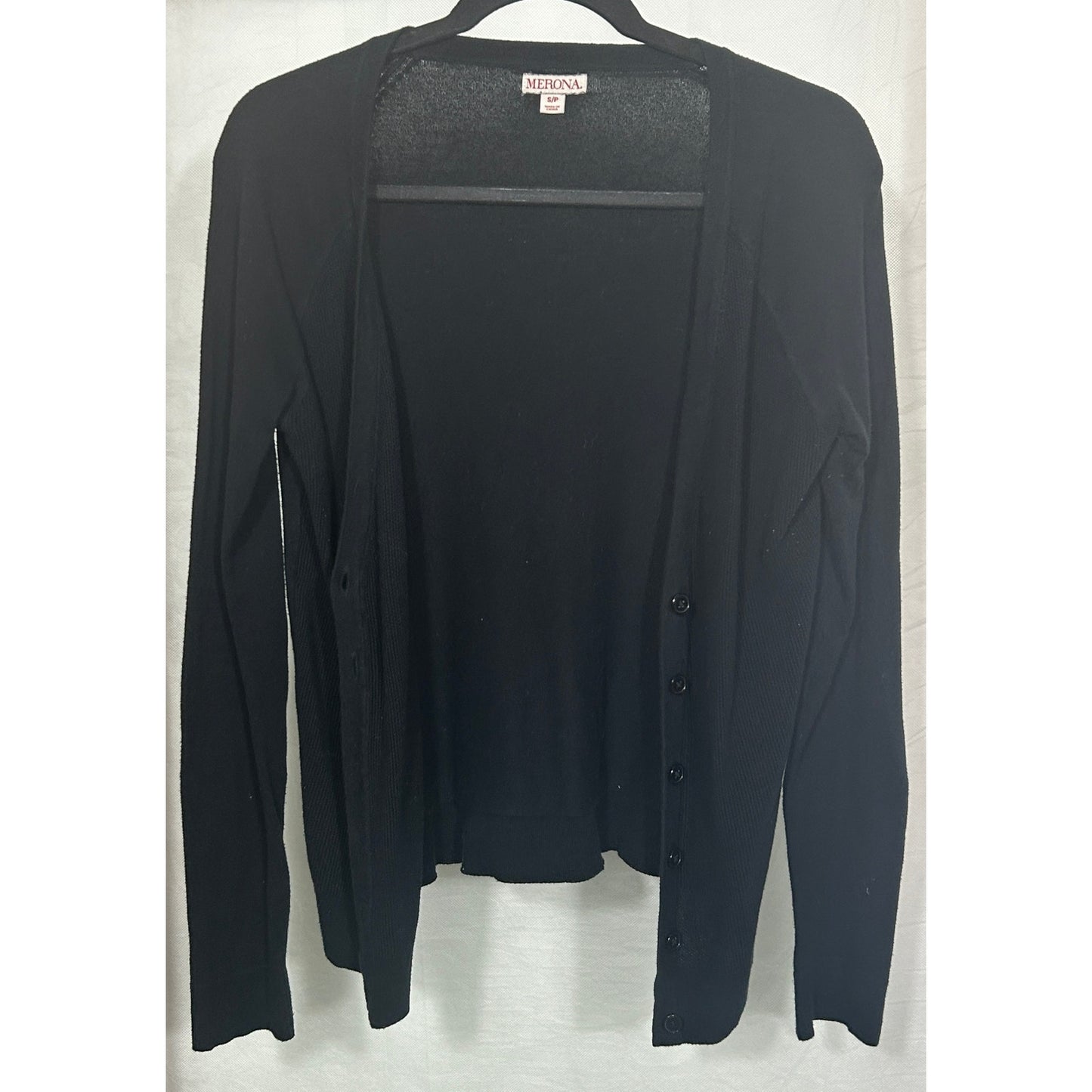Merona Women’s Black Button Front Cardigan Sweater Size S