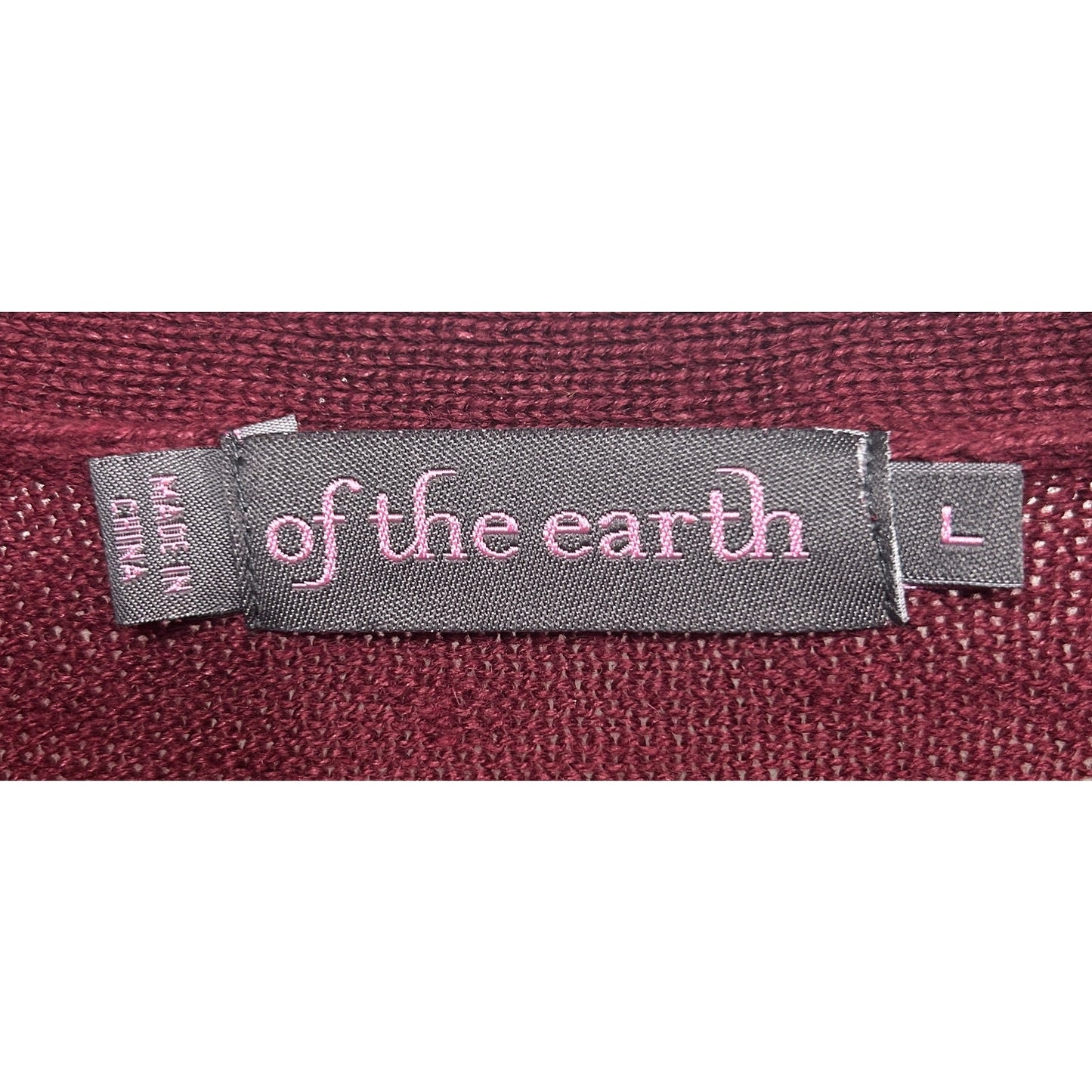 Of the Earth Hemp Wool Burgundy Asymmetrical Zip Sweater Jacket Size L