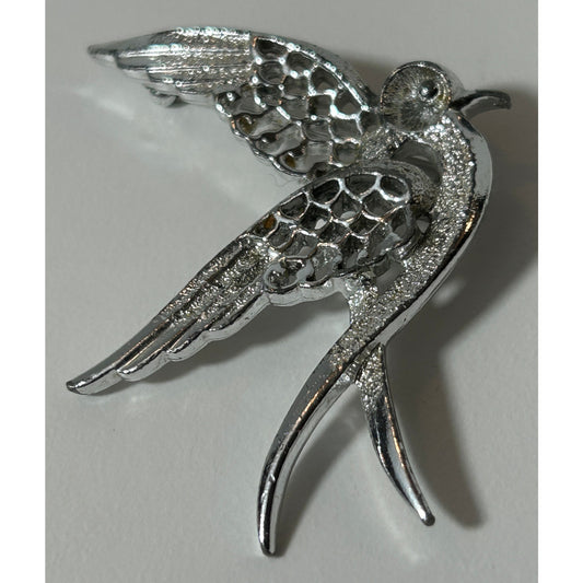 Vintage 1971 Sarah Coventry Silver Tone Peace Dove Bird Brooch Pin