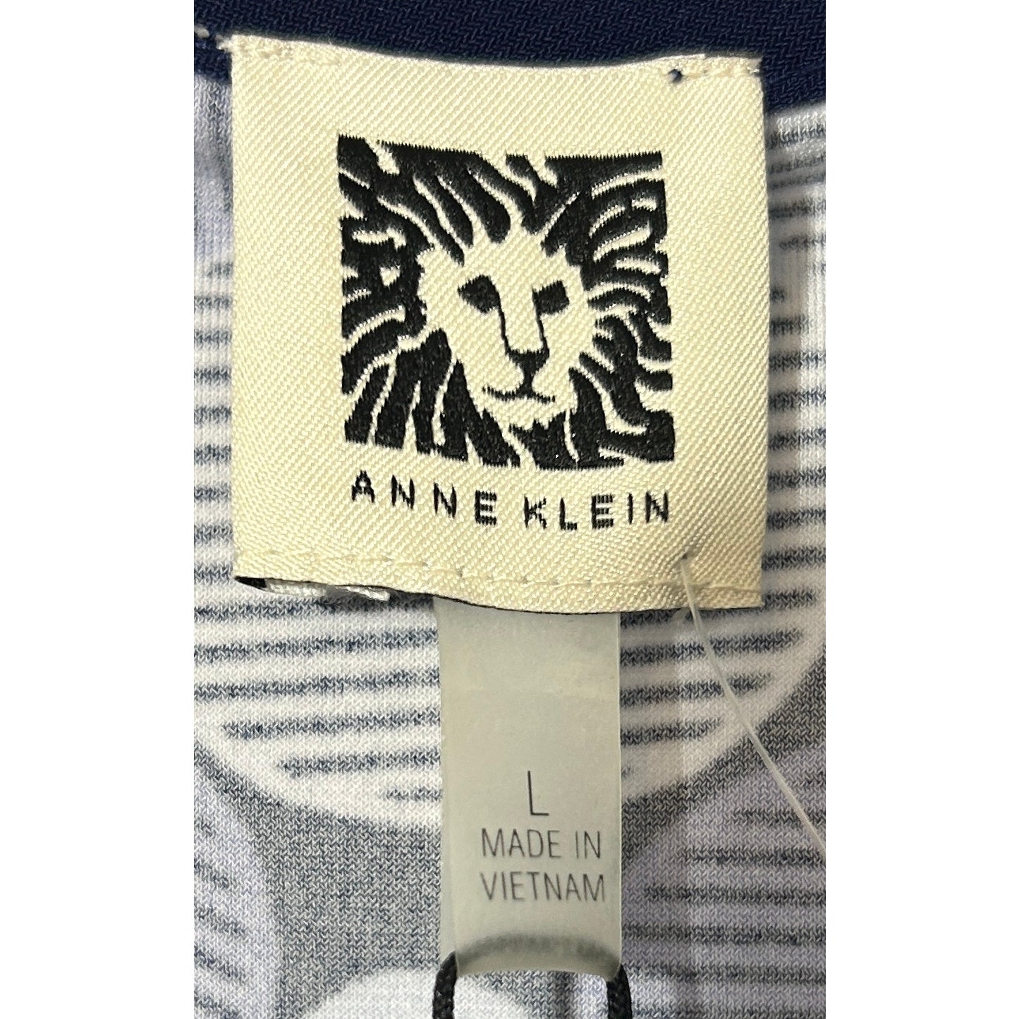 Anne Klein Polka Dot Cowl Neck Sleeveless Top Size L Blue White NWT