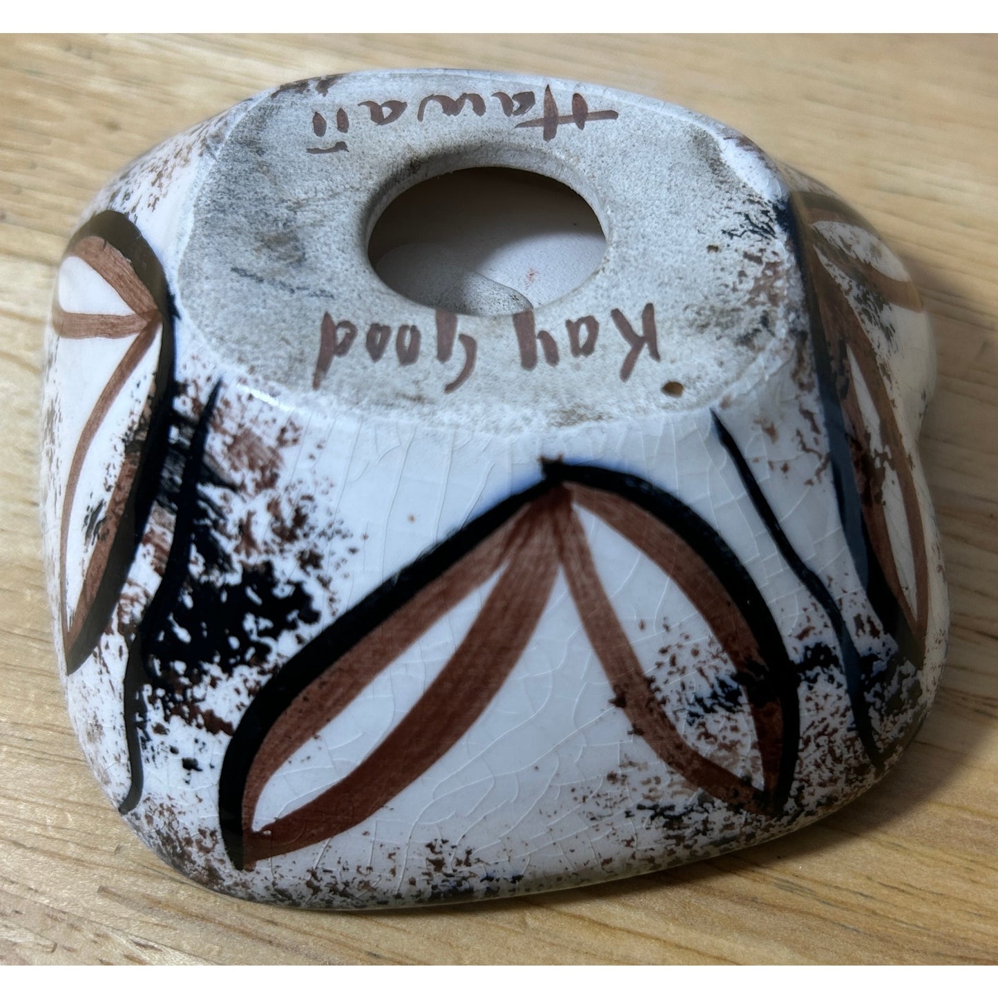 Kay Good Hawaii Signed Pottery Heart Dish Abstract Mid-Century Modern