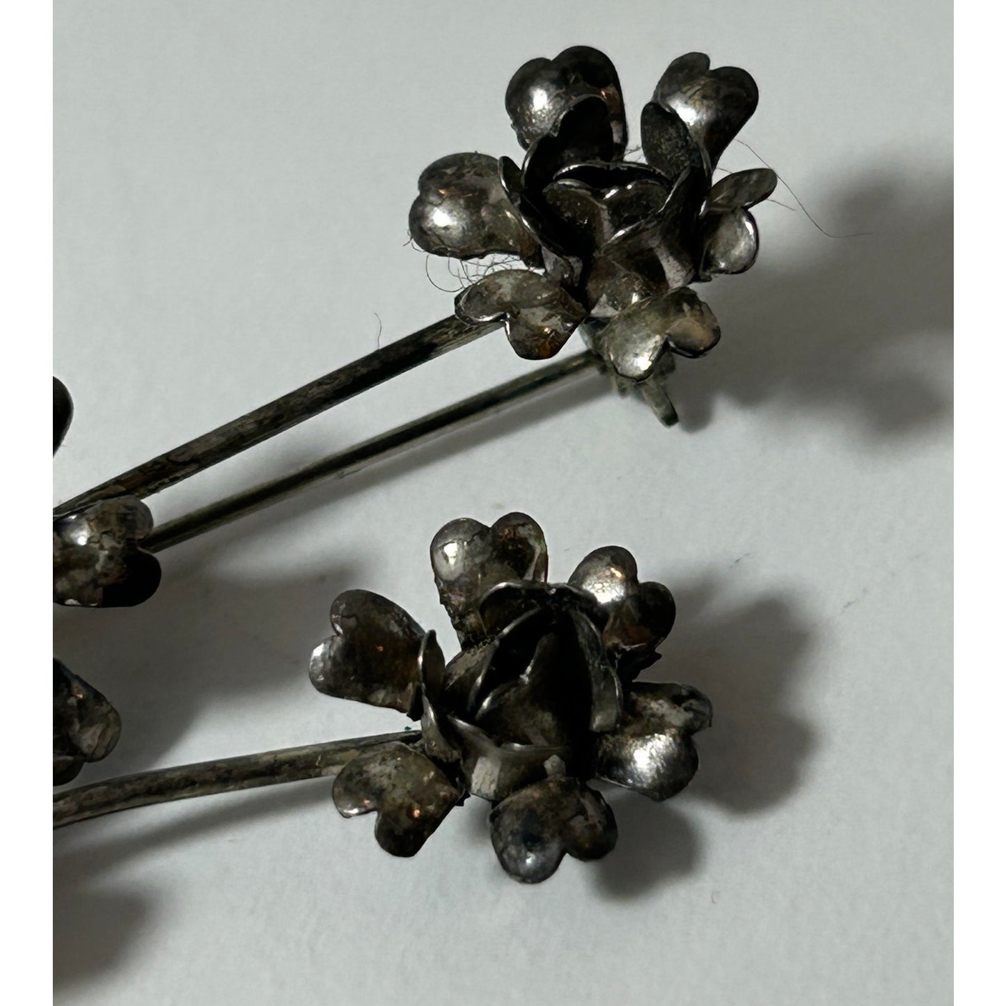 Vintage Sterling Silver Floral Bouquet Brooch Pin 3D Roses 3" x 1.5"