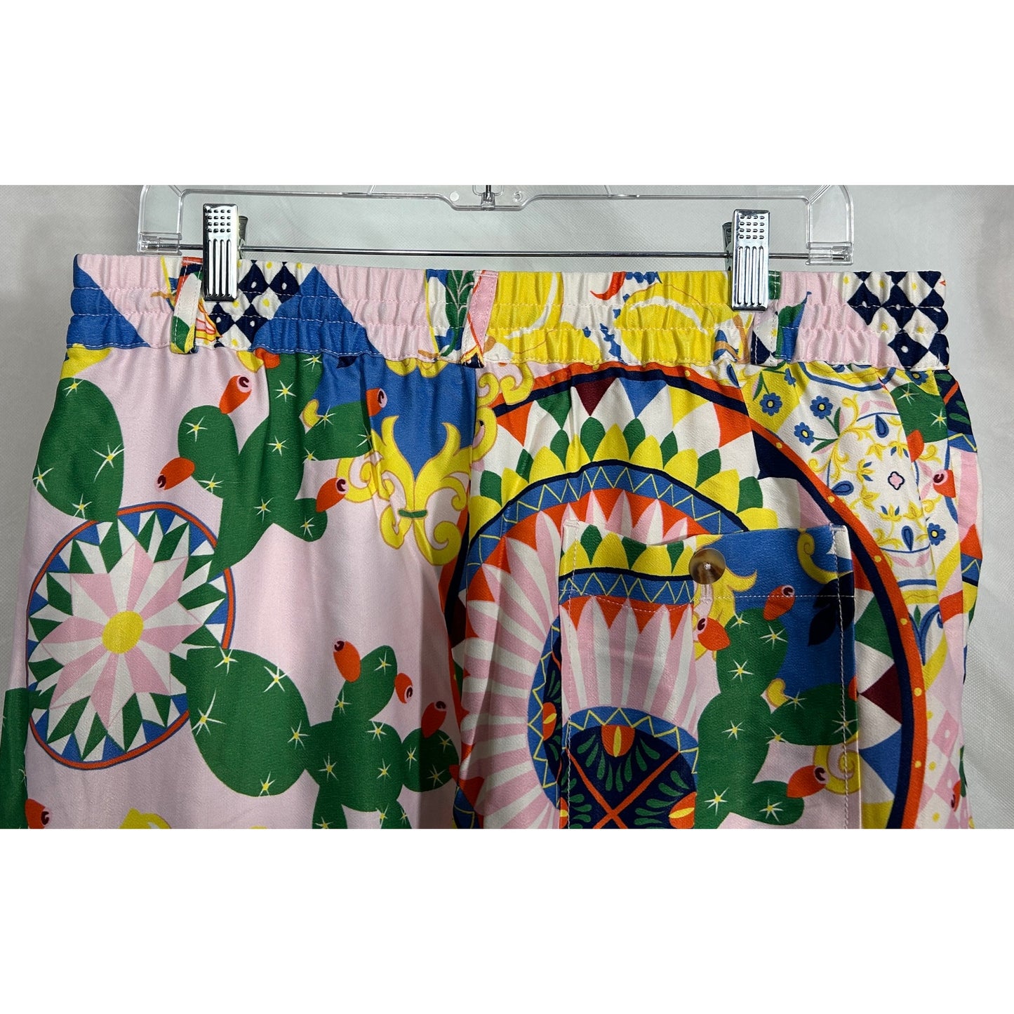 Maeve Anthropologie Pink Citrus Tile Print Wide Leg Pants - Size M