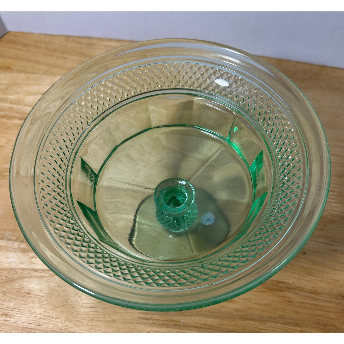 Dalzell Viking Mt. Vernon Green Glass Footed Compote 7.5"x5.5"