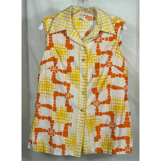 Vintage Alex Colman California Sleeveless Blouse 16 | Mod Geometric Print
