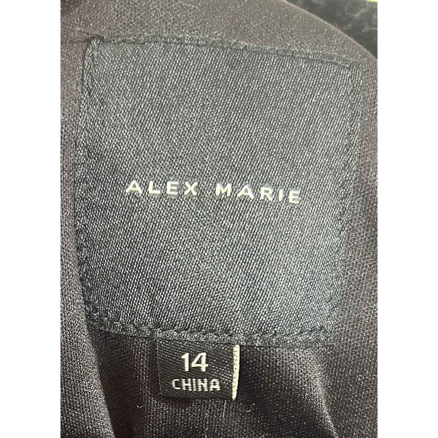 Alex Marie Black Floral Sheath Dress Size 14 Sleeveless V-Neck Knee Length