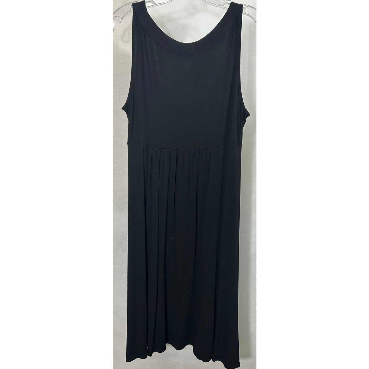 New York & Company Black Sleeveless Stretch Dress XL Scoop Neck Midi