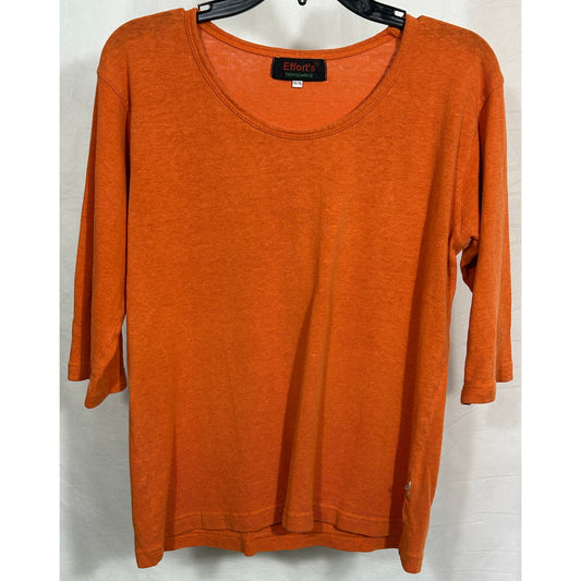 Effort's Hempwear Orange 3/4 Sleeve Hemp Cotton Top XL