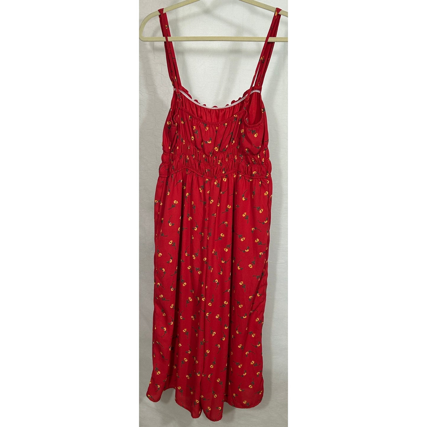 ROW A Red Floral Wide Leg Sleeveless Romper Jumpsuit Size XL