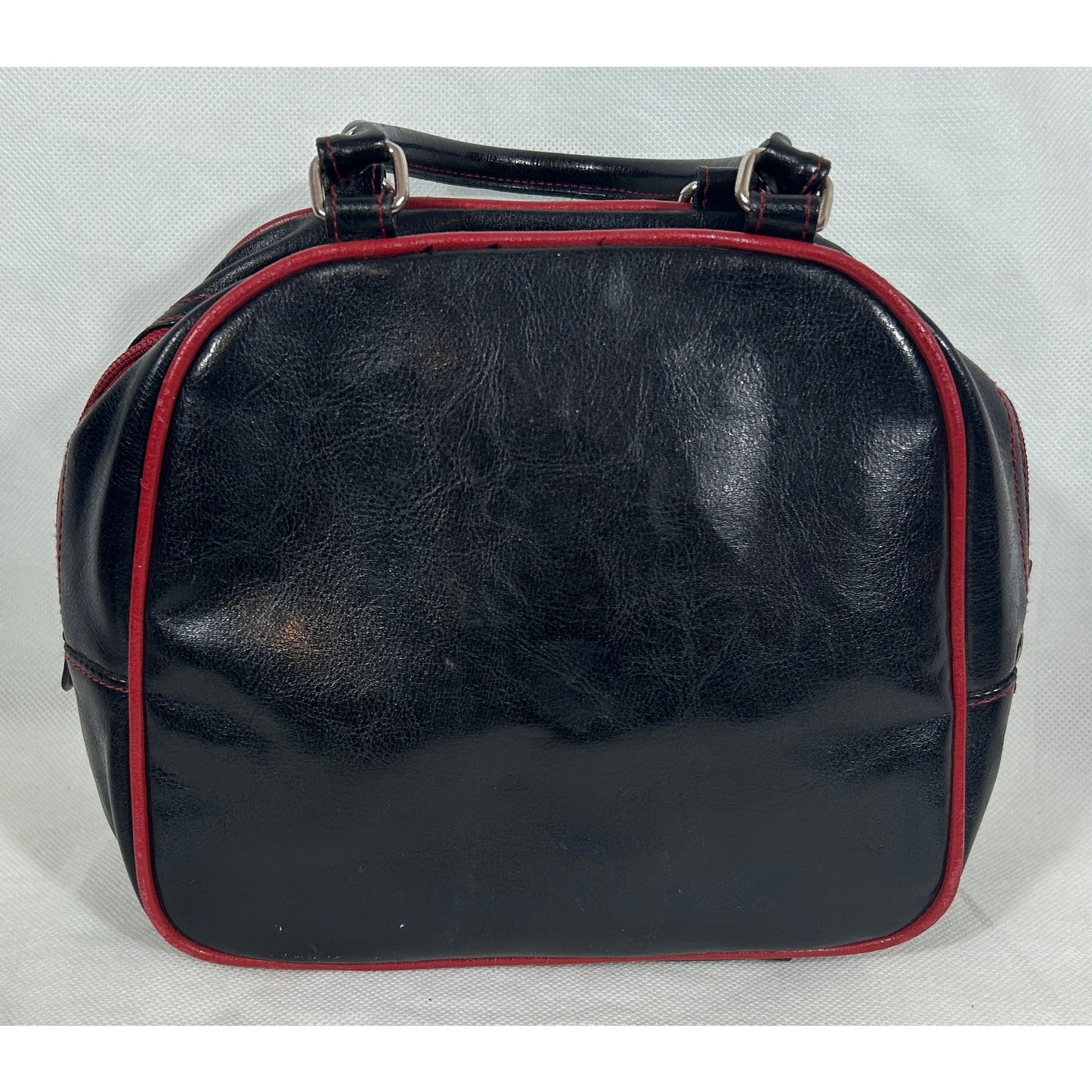 Retro Black & Red PVC Purse with "55" Patch and Star Zipper Charm – 8"x10"