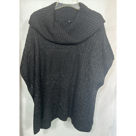 New York & Company Dark Gray Cable Knit Poncho Sweater XS/S Cowl Neck Acrylic