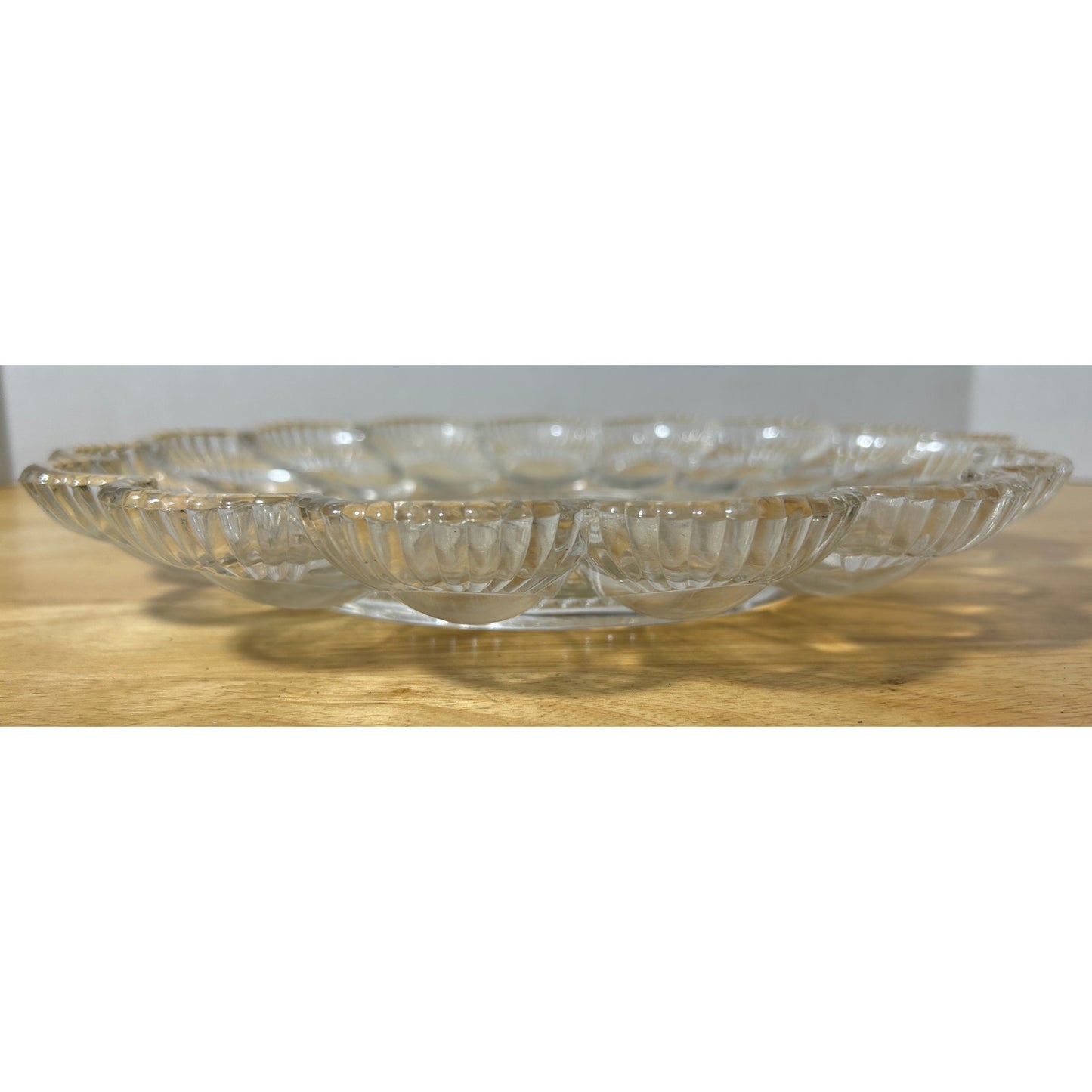 Indiana Glass Deviled Egg Tray Clear Vintage 15-Slot 11.25" Serving Plate