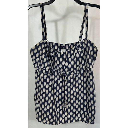 Patagonia Women’s 12 Navy Polka Dot Hemp Cotton Tank Top Adjustable Straps