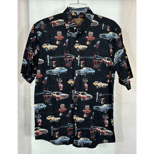 Buckhorn River Route 66 Classic Cars Motel Print Shirt Size M