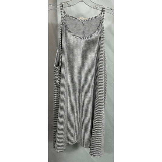 Forever Rose 3X Gray White Striped Knit Tank Top Plus Size High Neck