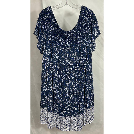 Lane Bryant Navy Floral Smocked Boho Midi Dress 22/24