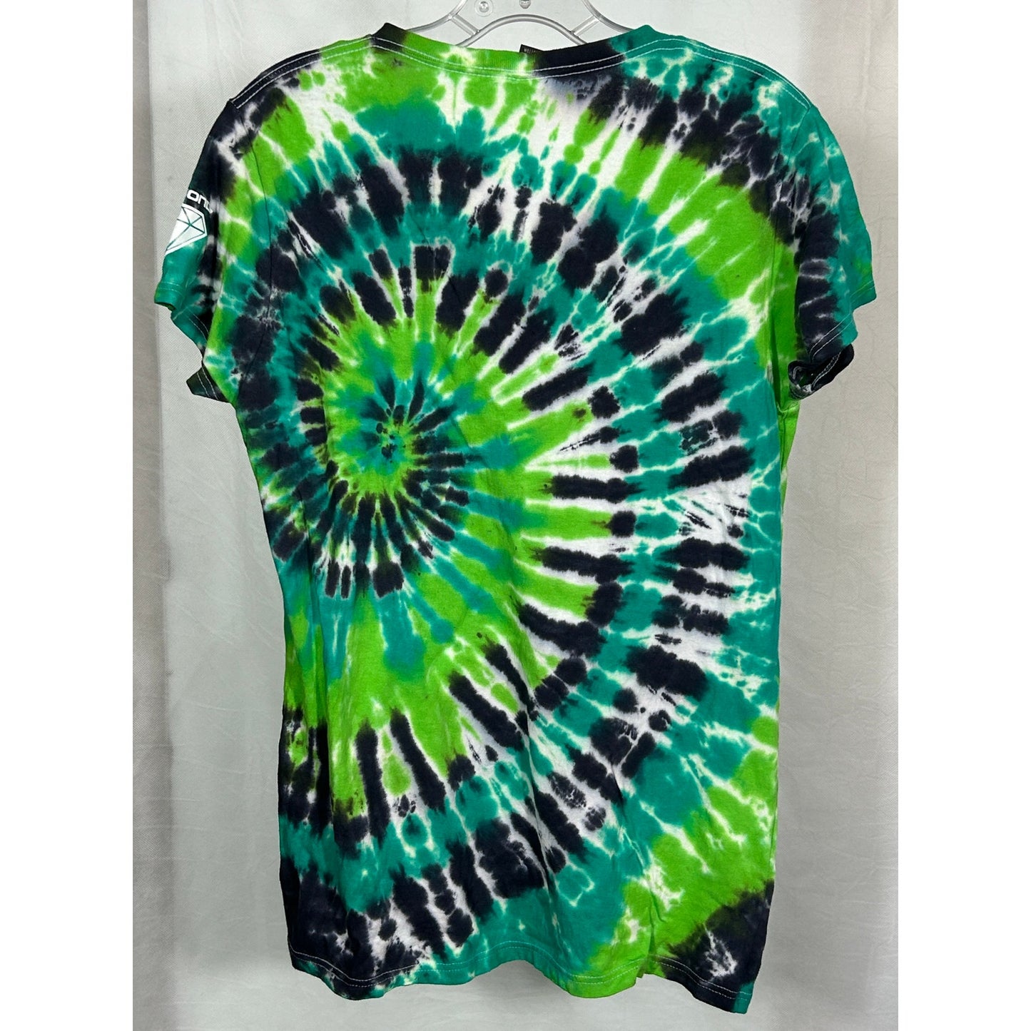 DYEMONDZ Green Black Spiral Tie-Dye V-Neck Tee – Adult Large