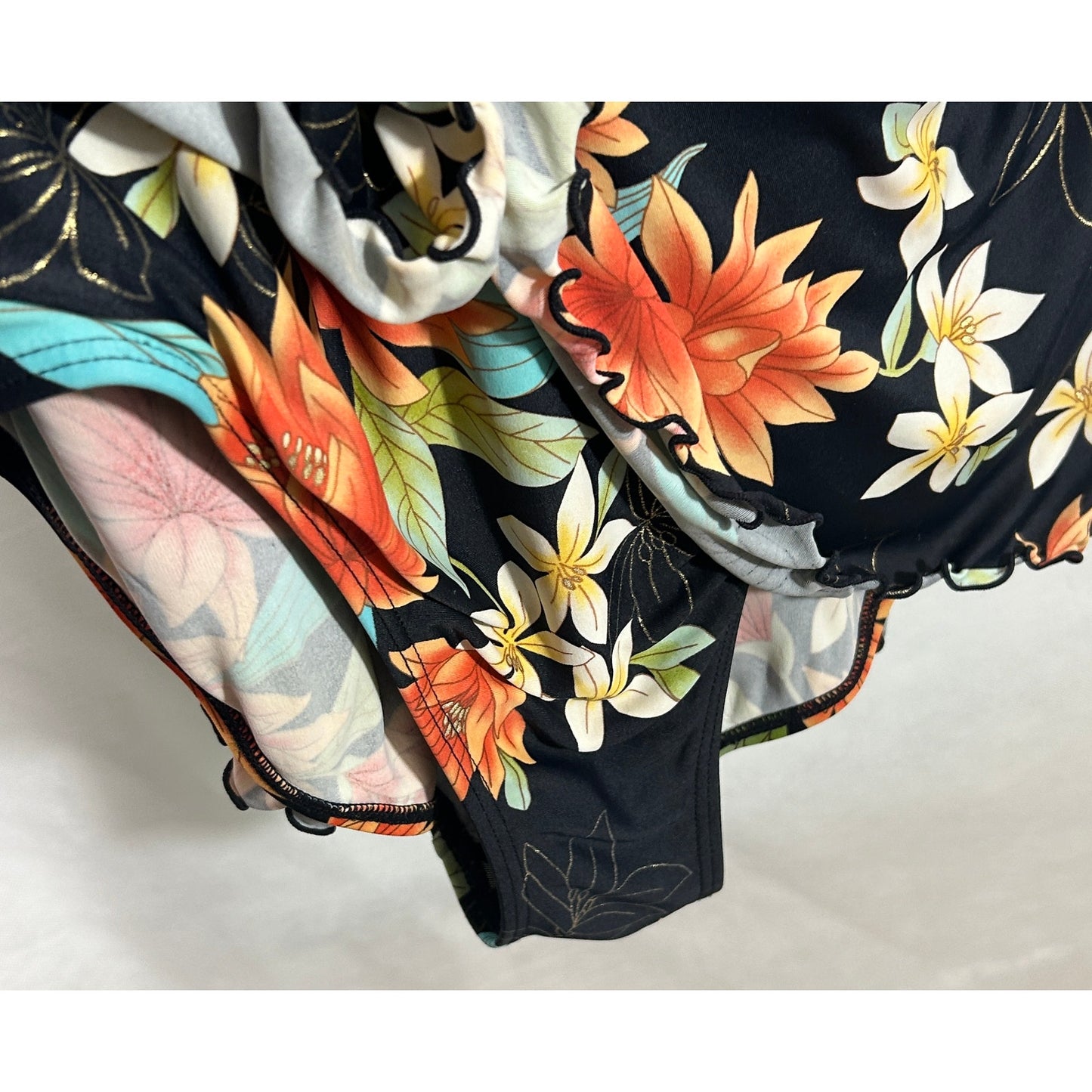 Always For Me Floral Skirted Swimsuit 20W Tropical Black One-Piece