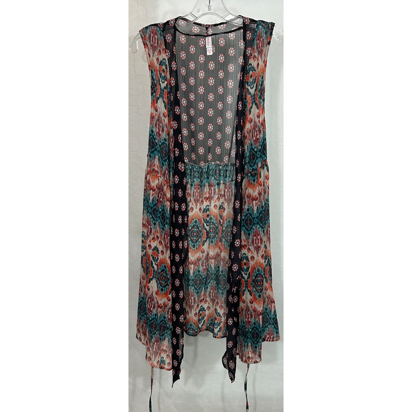 Xhilaration Sheer Multicolor Boho Print Sleeveless Vest XXL