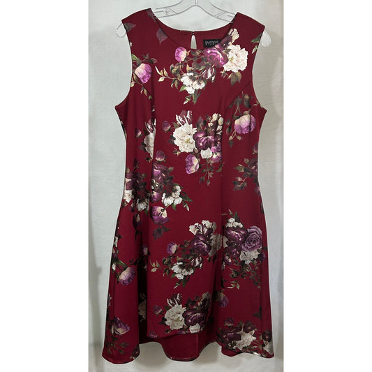 Enfocus Studio Burgundy Floral Fit & Flare Dress Size 14 Sleeveless