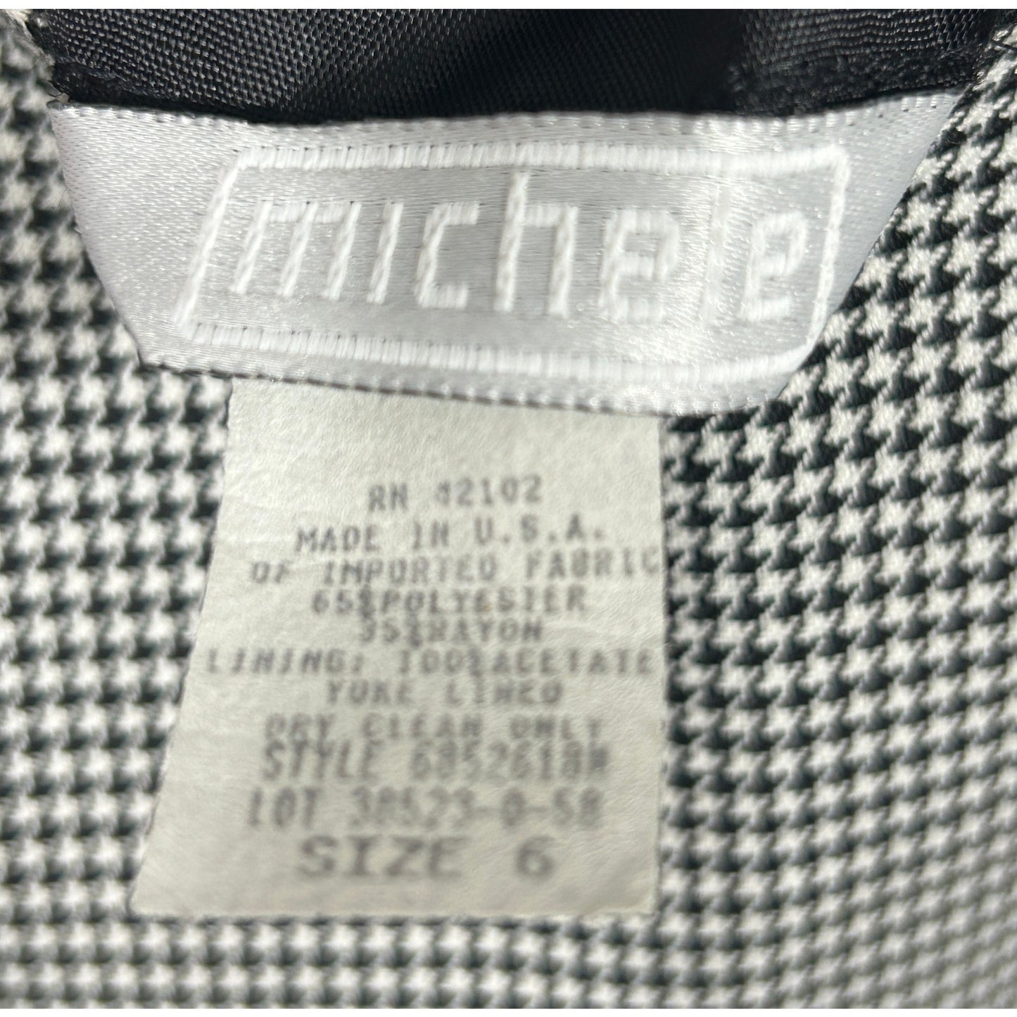 Michele Houndstooth Black Lined Sleeveless Dress, Size 6, Made in USA
