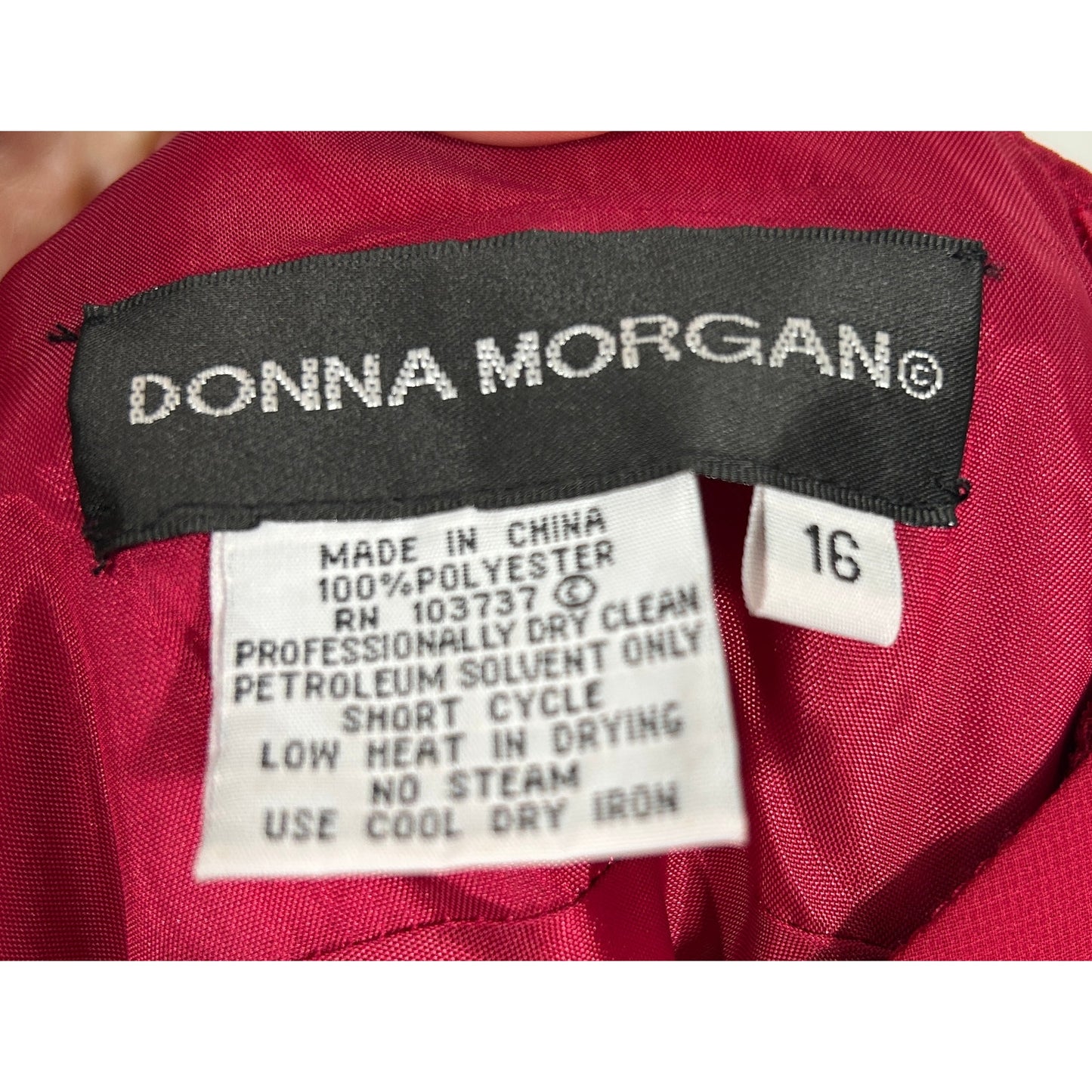 Donna Morgan Red Cocktail Dress with Beaded Straps, Size 16