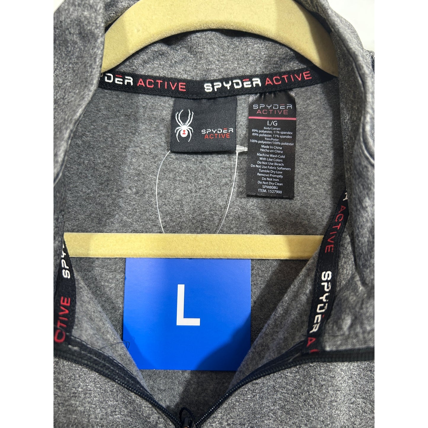 Spyder Active Quarter-Zip Pullover Gray Heather L Long Sleeve Stretch Top NWT