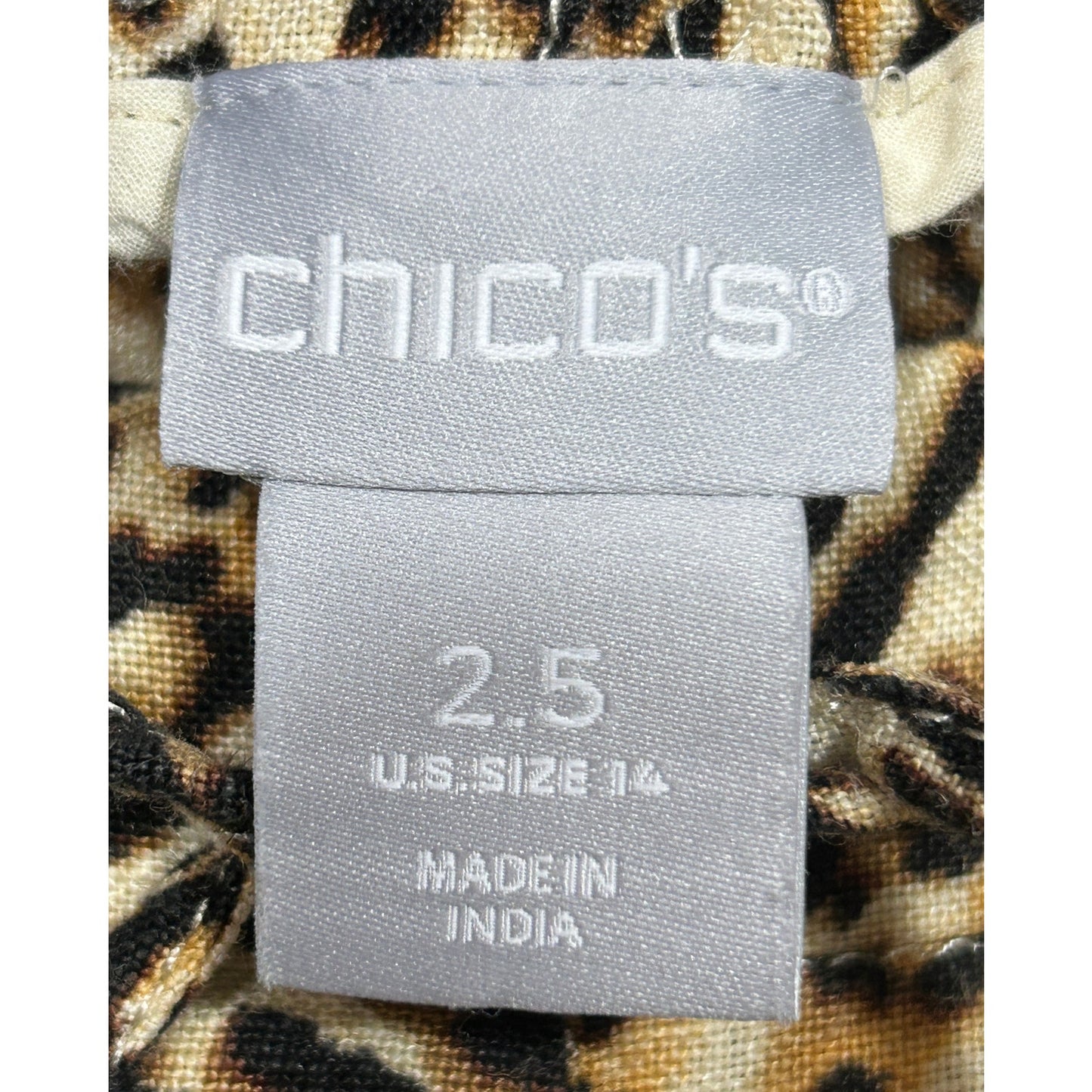 Chico’s Leopard Print Linen Drawstring Shorts Size 14