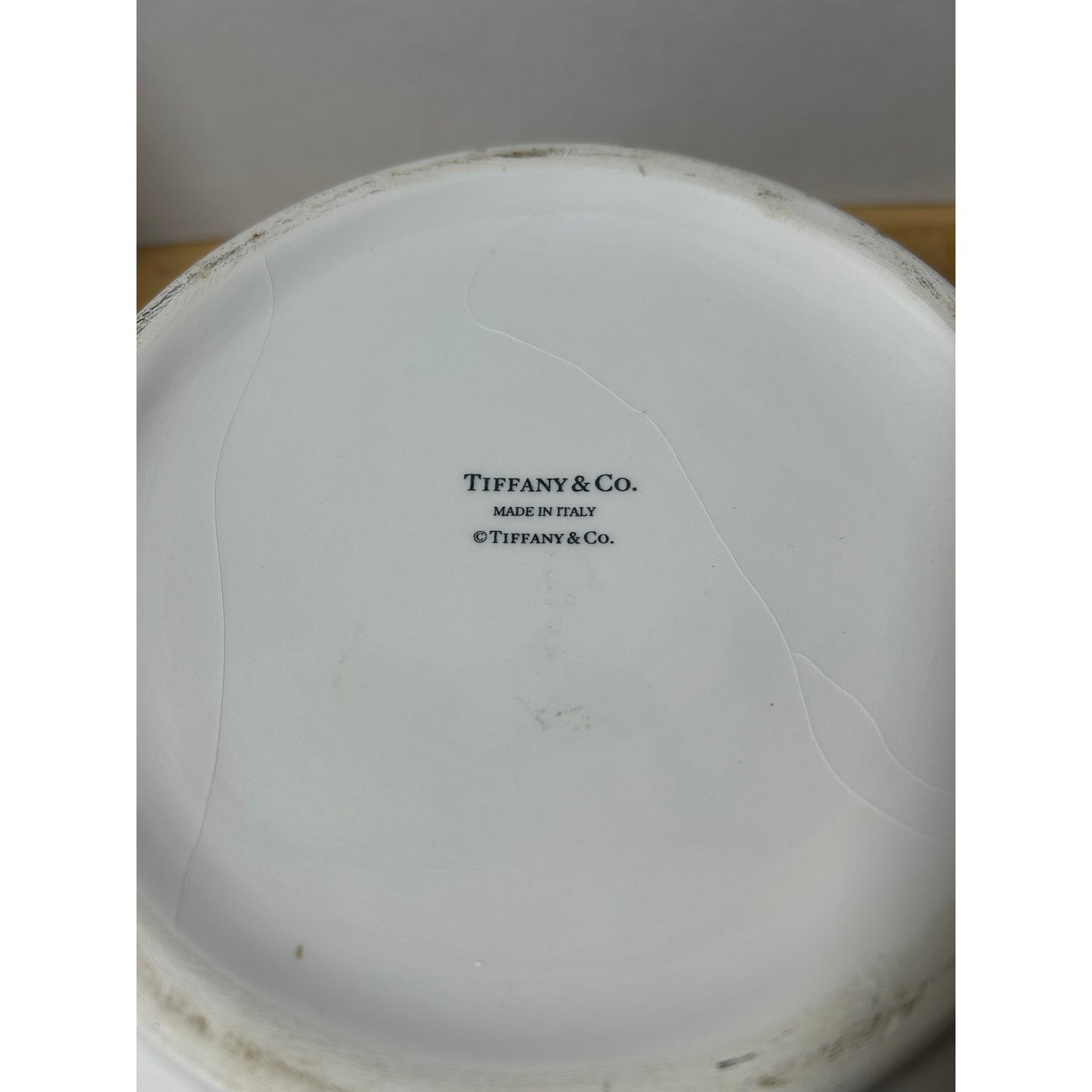 Tiffany & Co. Italy White Ceramic Bowl 12" Lattice Embossed