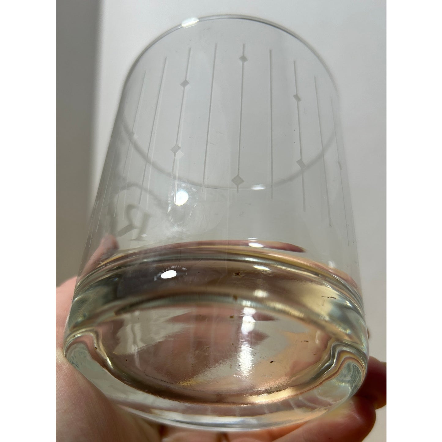 Etched R Monogram Glass Tumblers, Set of 2, 4" Tall, 3.25" Diameter