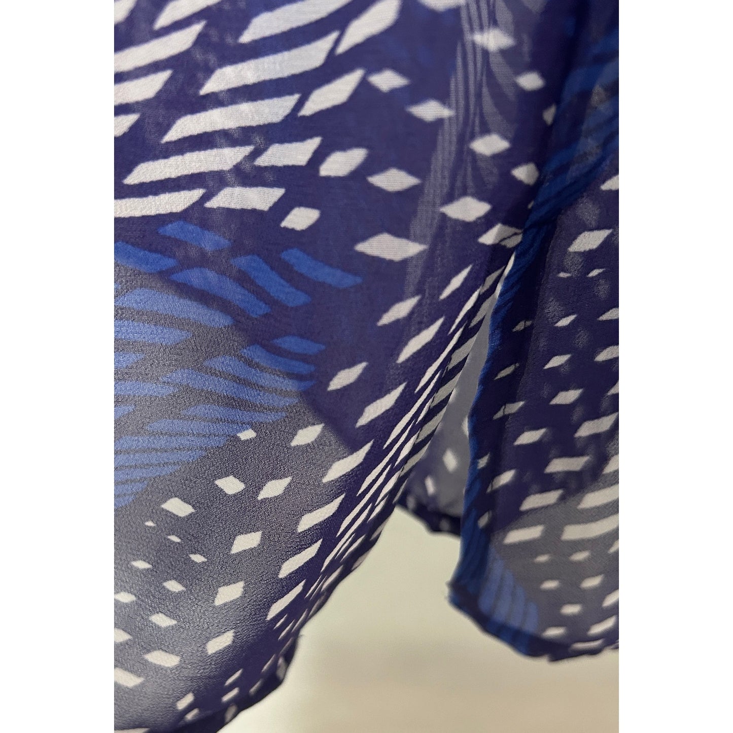 Lane Bryant Blue White Abstract Sheer Button-Up Blouse Size 18/20