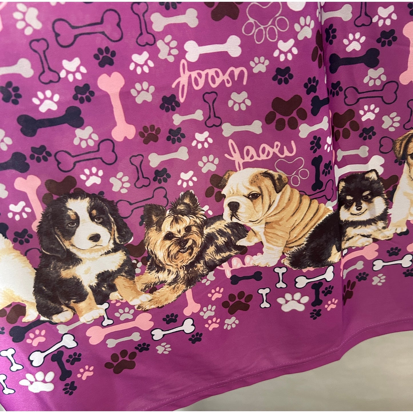 Anthony Richards Purple Puppy Print Muumuu Size L 23x44 Polyester