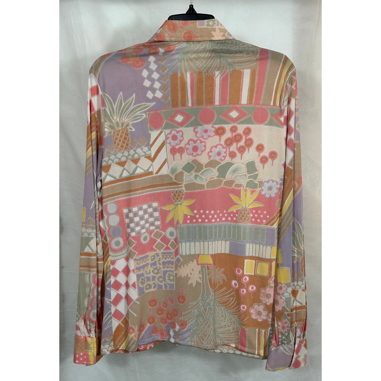 Vintage Leslie Fay Personal Blouse Sz 16 Abstract Floral Pastel Print Top
