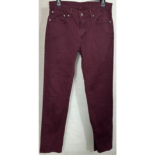 Levi's 511 Slim Fit Burgundy Stretch Jeans Men's Size 32x34 Cotton Blend