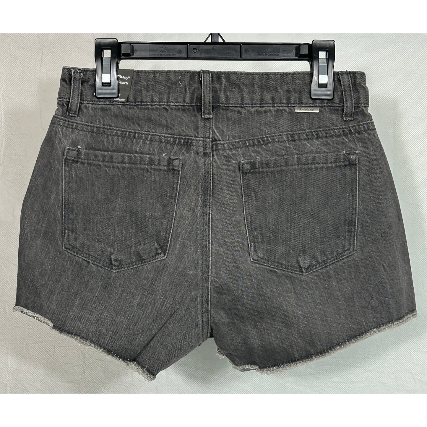 Tractr Brittany Black Denim Shorts Size 00 Mid Rise Raw Hem Cutoffs NWT
