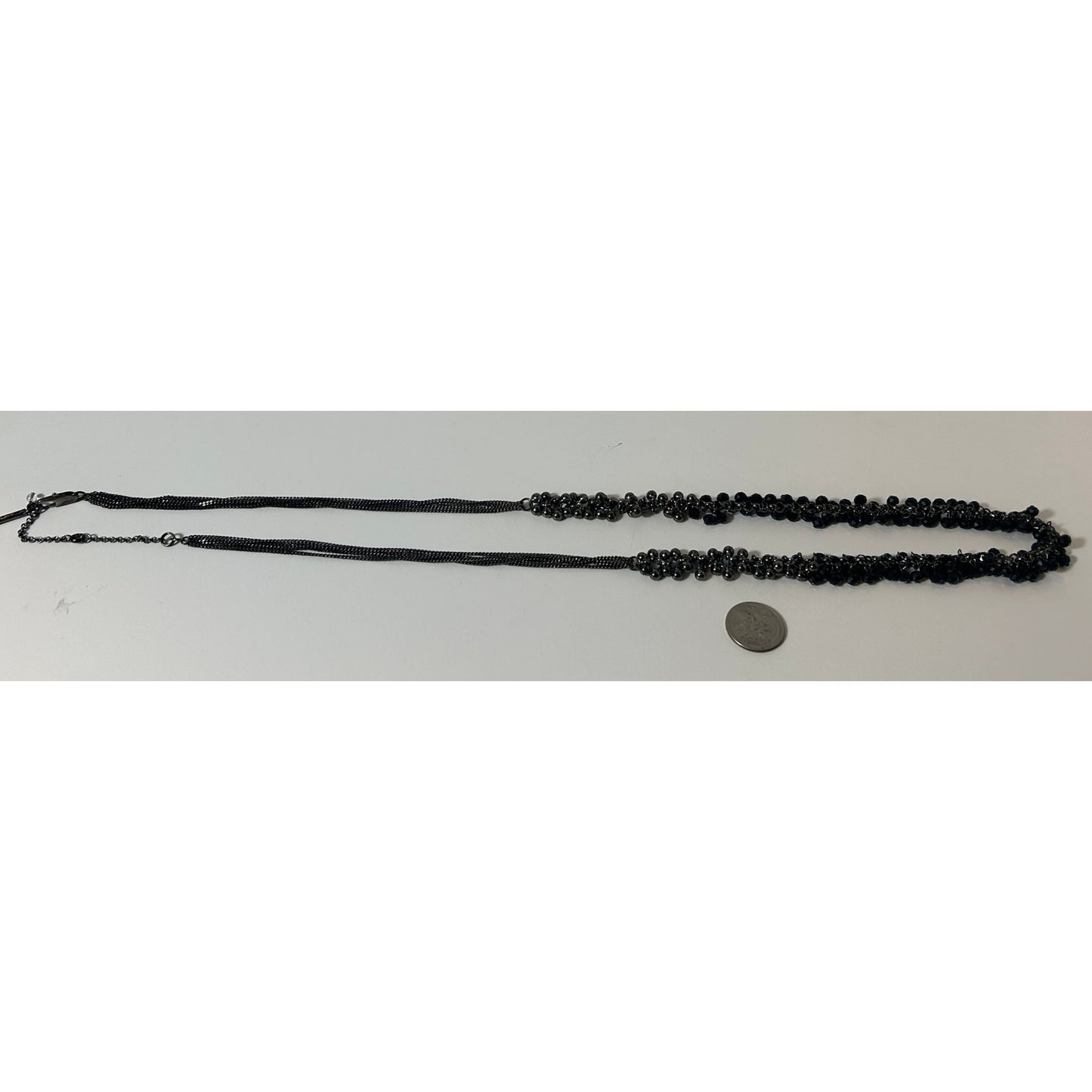 Kenneth Cole Black Glass Beaded Necklace 38"