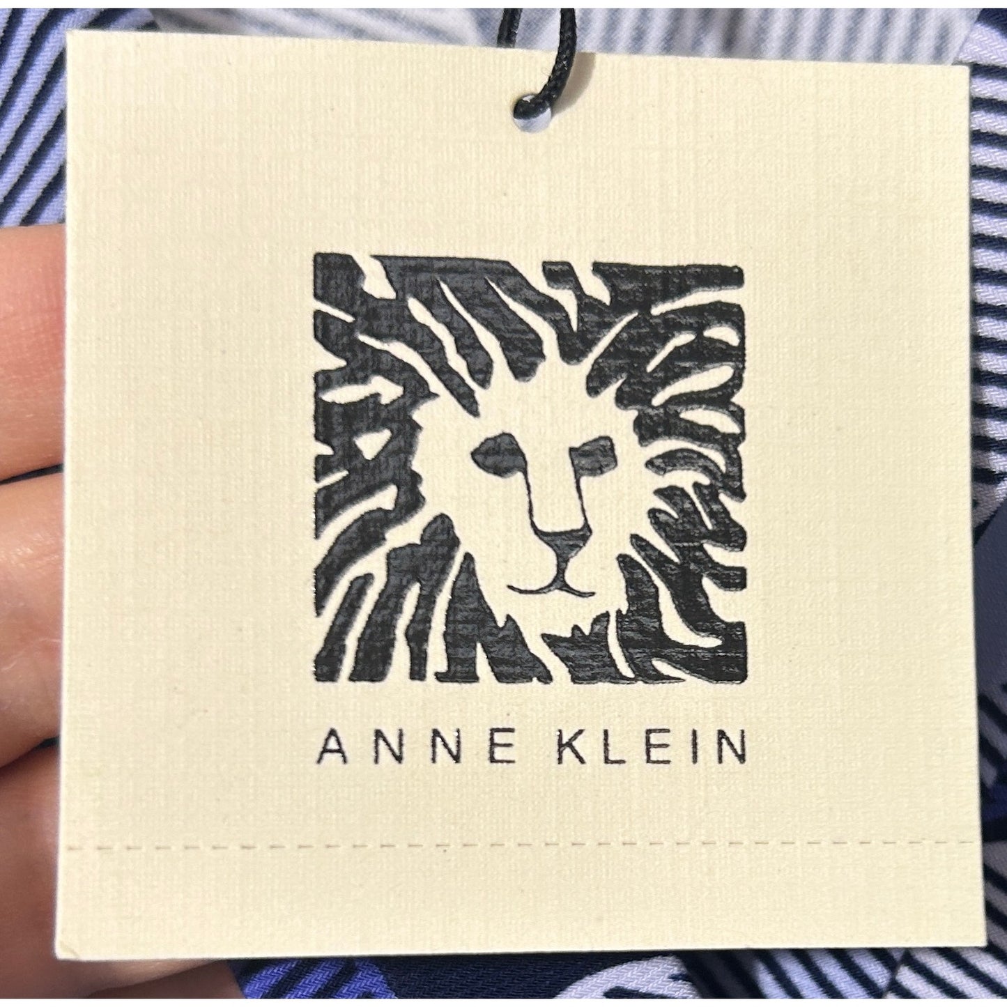 Anne Klein Polka Dot Cowl Neck Sleeveless Top Size L Blue White NWT