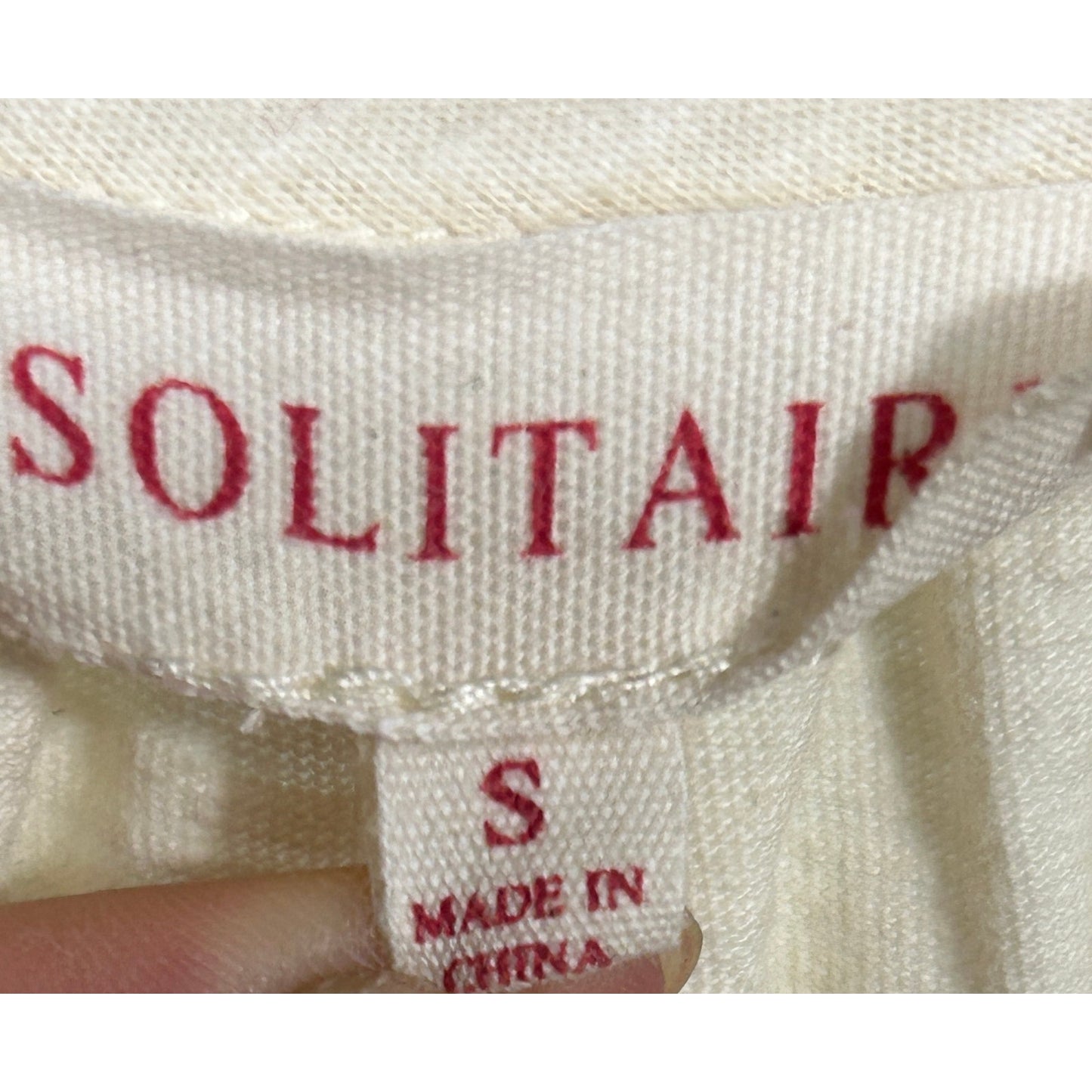 Solitaire Boho Embroidered Floral Blouse Cream Top Size S Peasant Style
