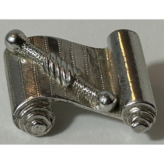 Vintage ORA Silver-Tone Torah Scroll Brooch Pin Jewish Judaica 1"